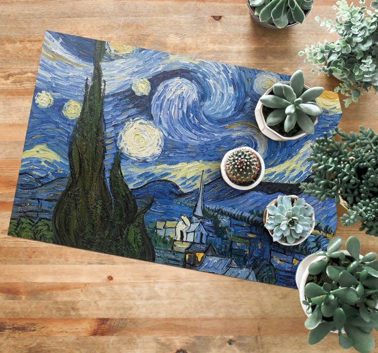 Van Gogh Starry Night vinyl rug for dining room - TenStickers