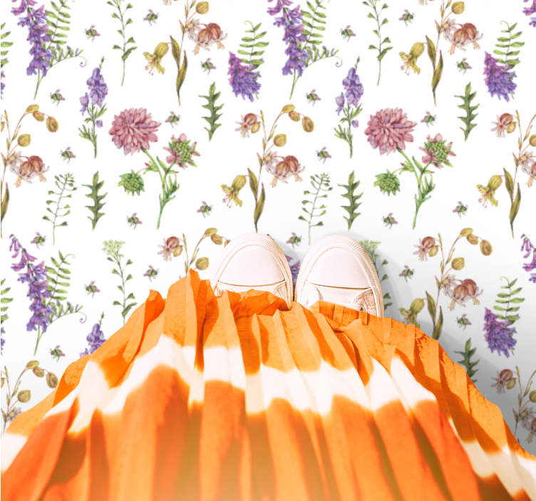 Vibrant Blossom Composition flower vinyl rug - TenStickers