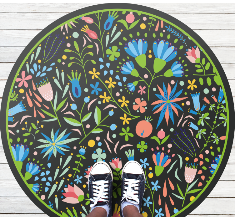 Vibrant botanical print flower vinyl rug - TenStickers