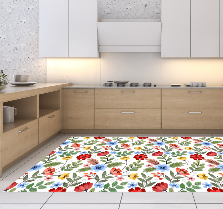 Vibrant colorful pattern flower vinyl rug - TenStickers