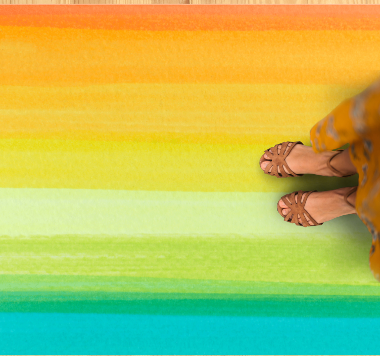 Vibrant Gradient Lines living room vinyl rug - TenStickers