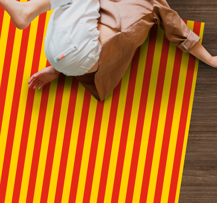 Vertical red and yellow stripes vinyl rug - TenStickers