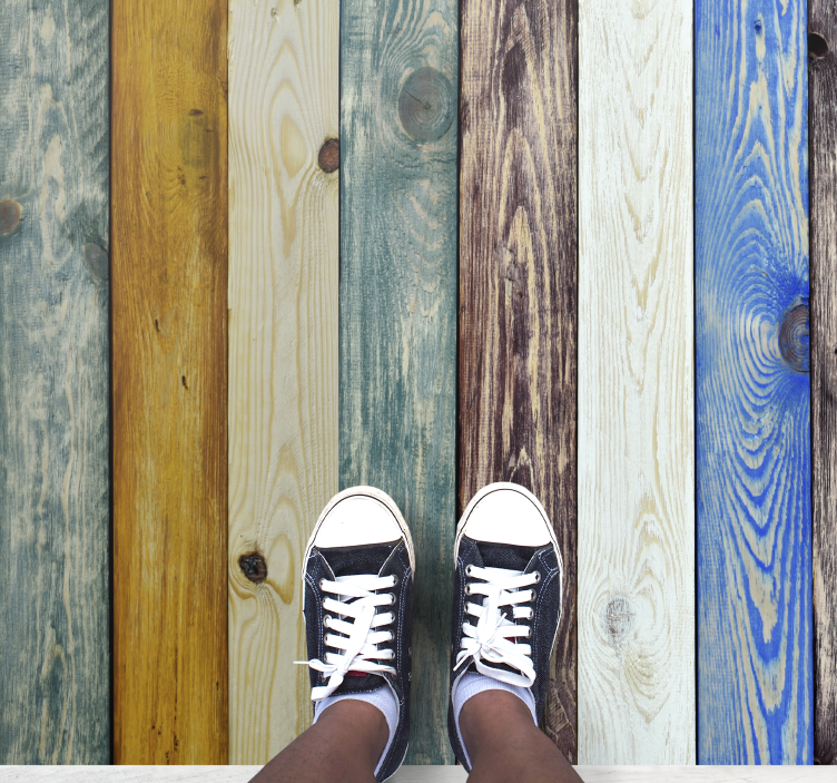 Colorful Planks wood vinyl rug - TenStickers