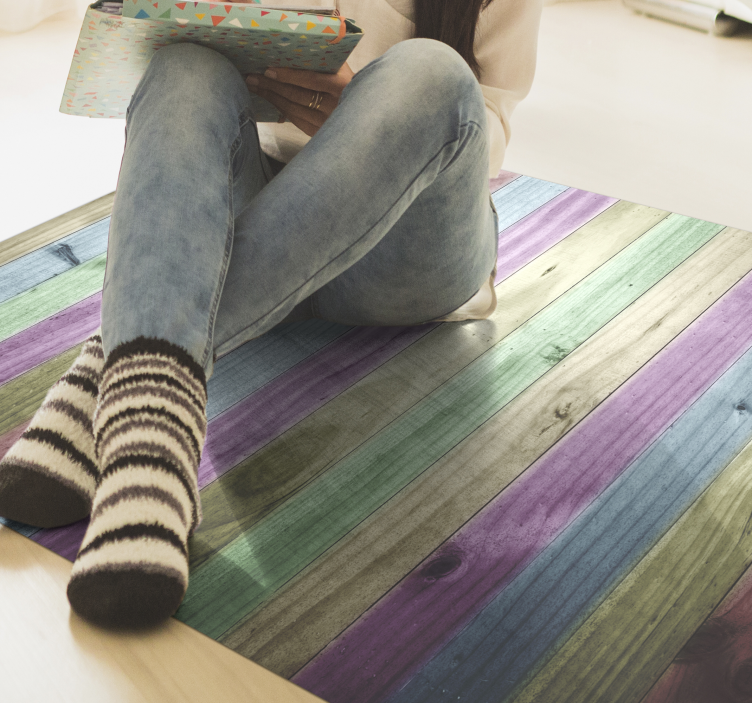 Vibrant Wooden Stripes wood vinyl rug - TenStickers