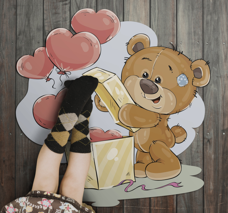 Vinyl rug for kids Bear in Love - TenStickers
