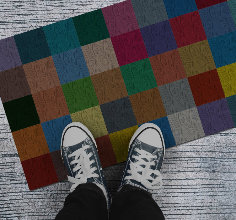 vinyl rug colourful blocks bedroom rug - TenStickers