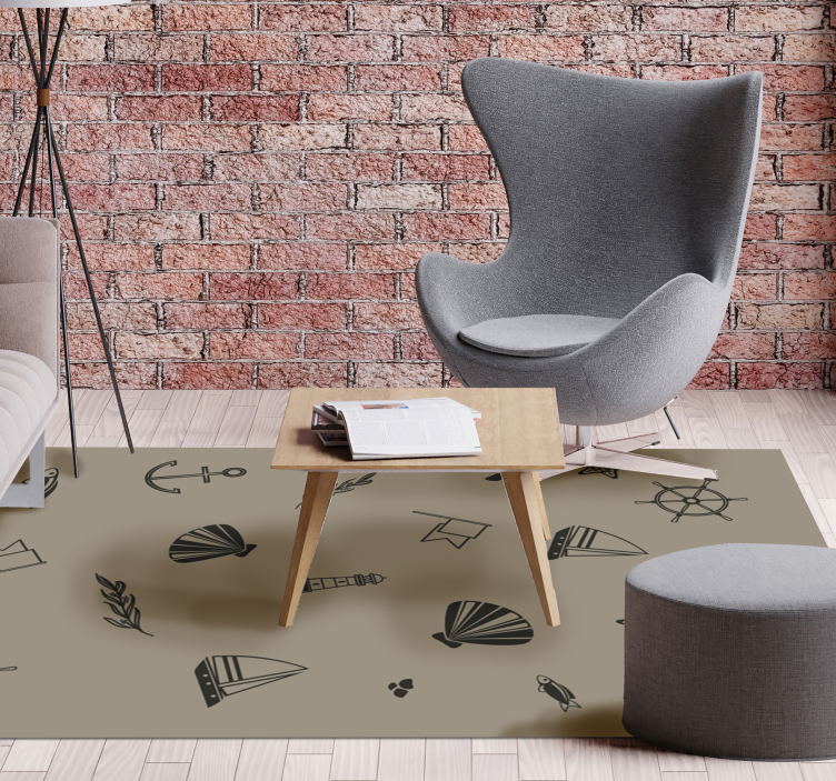 Vinyl rug with nautical icons design - TenStickers