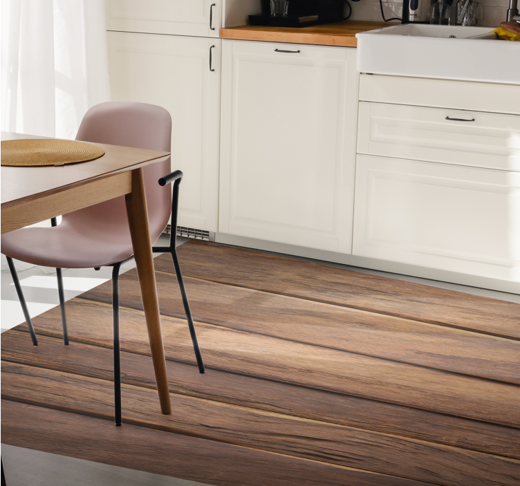 Warm Wooden Planks kitchen vinyl rug - TenStickers