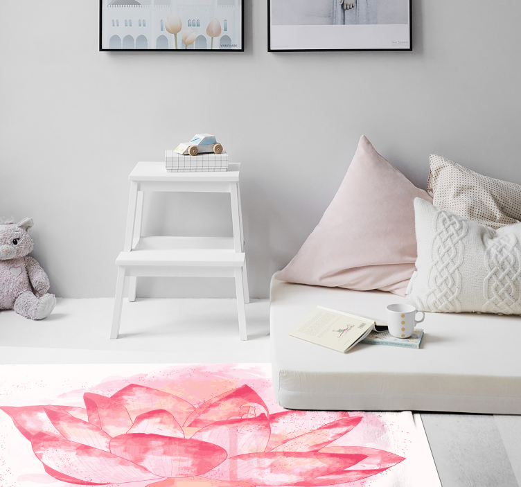 Watercolor Lotus flower vinyl rug - TenStickers