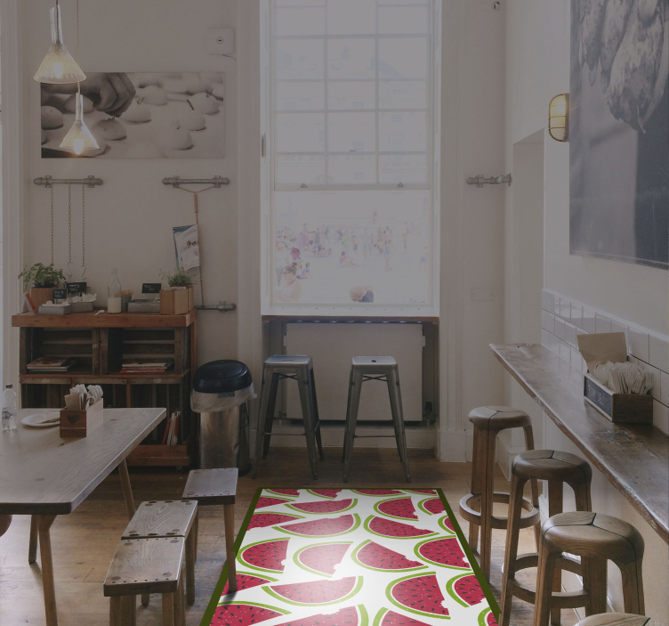 Watermelon Slice Pattern flower vinyl rug - TenStickers