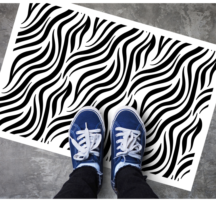 Wavy black lines animal print vinyl rug - TenStickers
