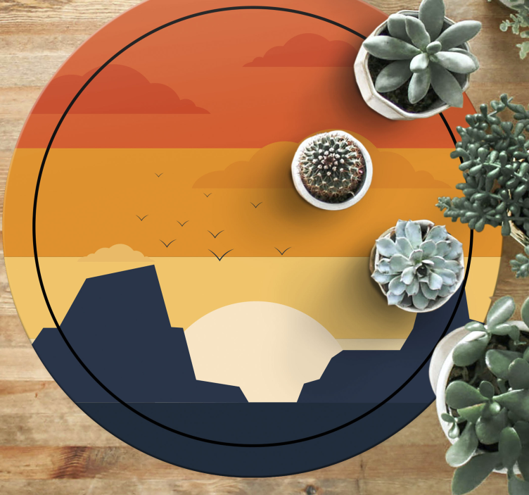 western sunset circular rug - TenStickers