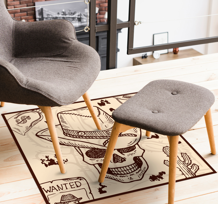 Western Themed Illustration teenager vinyl rug - TenStickers