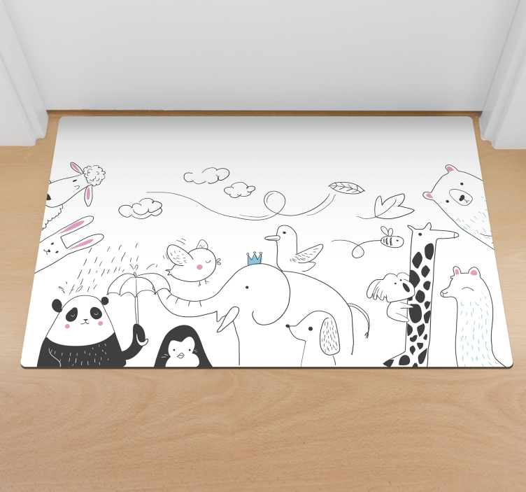 Minimalistic animal friends nursery vinyl rug - TenStickers