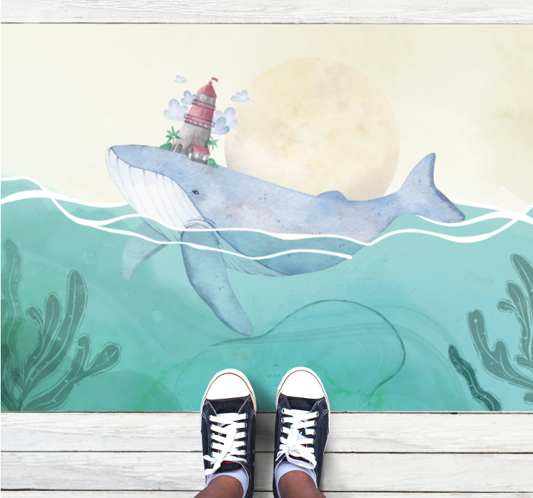 Whimsical Ocean Life kids vinyl rug - TenStickers