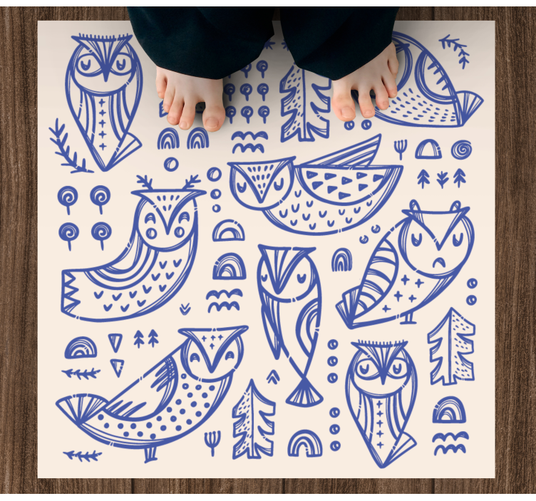 WHIMSICAL OWL PATTERNS kids vinyl rug - TenStickers