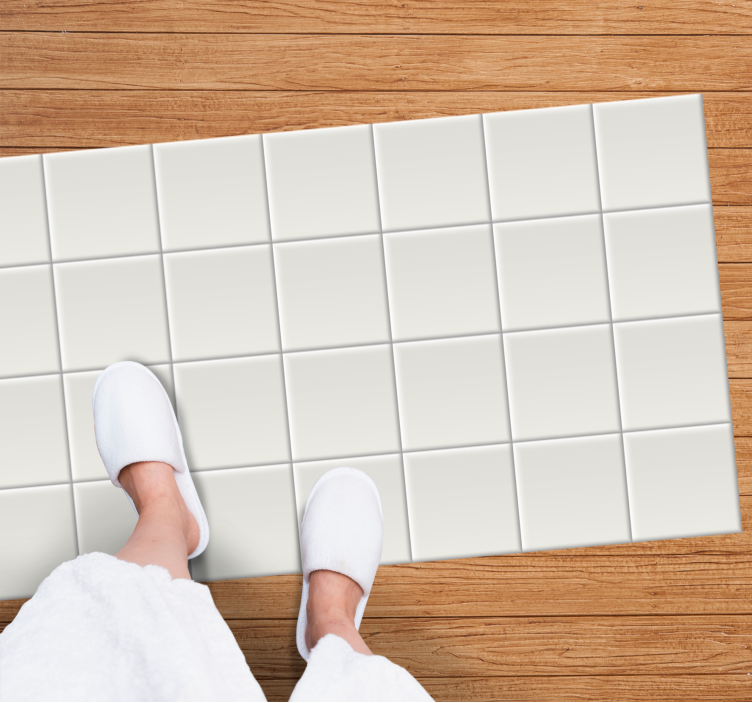 White tiles vinyl floor rug - TenStickers