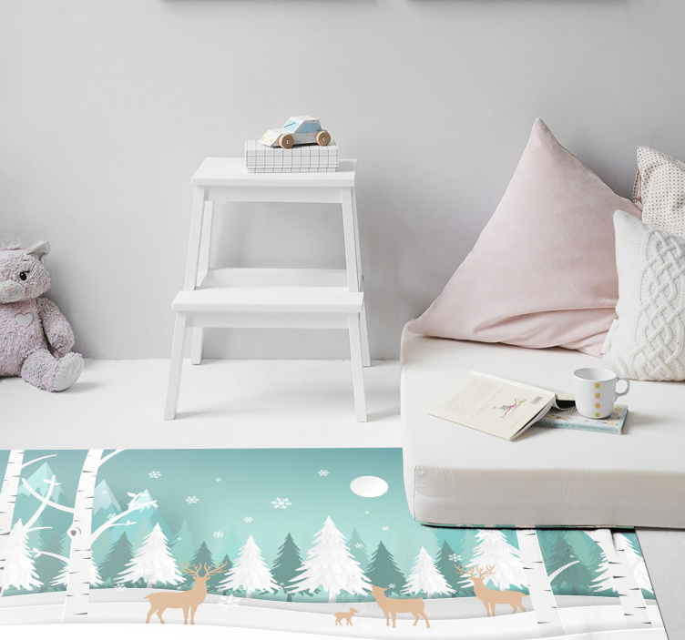 Winter Woodland Scene nature vinyl rug - TenStickers