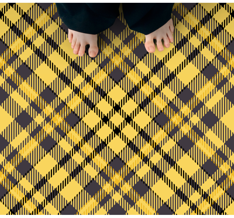 Yellow and Black Pattern stripes vinyl rug - TenStickers