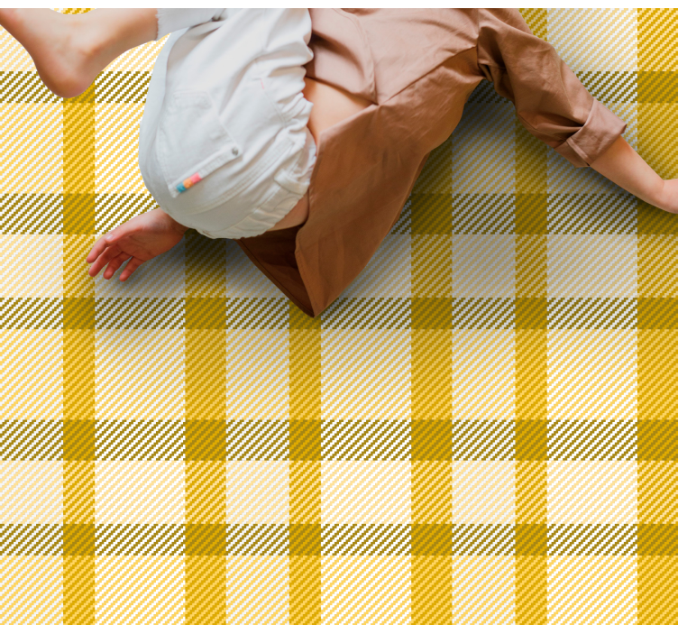Yellow Checkered Pattern stripes vinyl rug - TenStickers