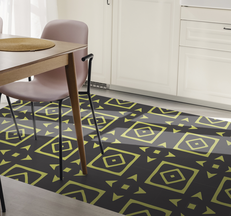 Yellow diamond design geometric vinyl rug - TenStickers