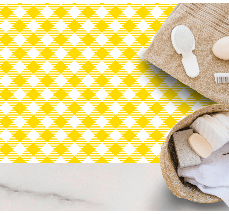 Yellow Diamond Motif stripes vinyl rug - TenStickers
