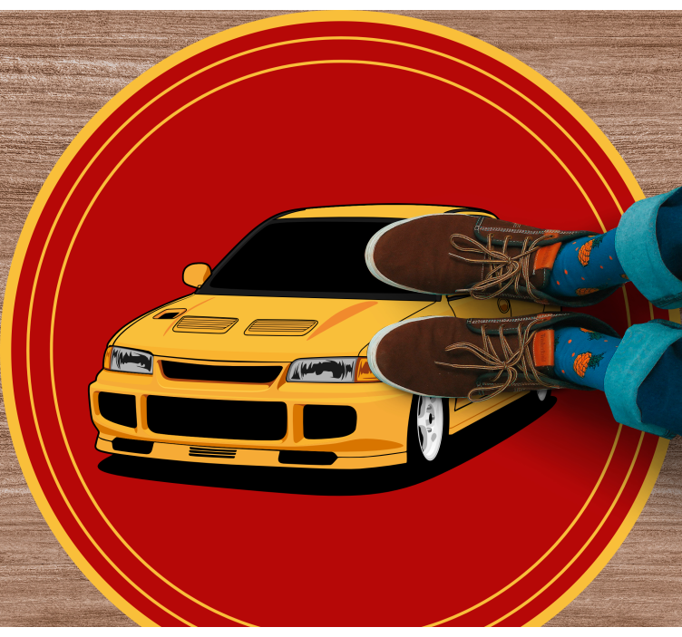 YELLOW SPORTS CAR teenager vinyl rug - TenStickers