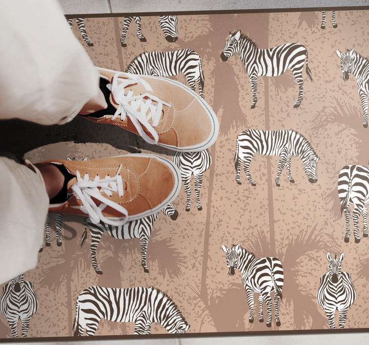 Zebra Herd Pattern animal print vinyl rug - TenStickers