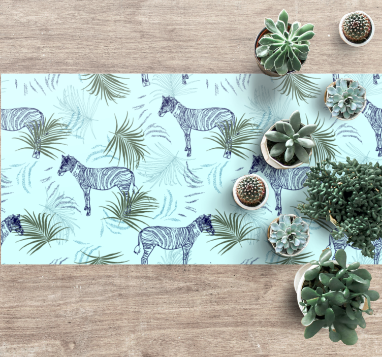 Animal vinyl rug with zebra leaf design - TenStickers