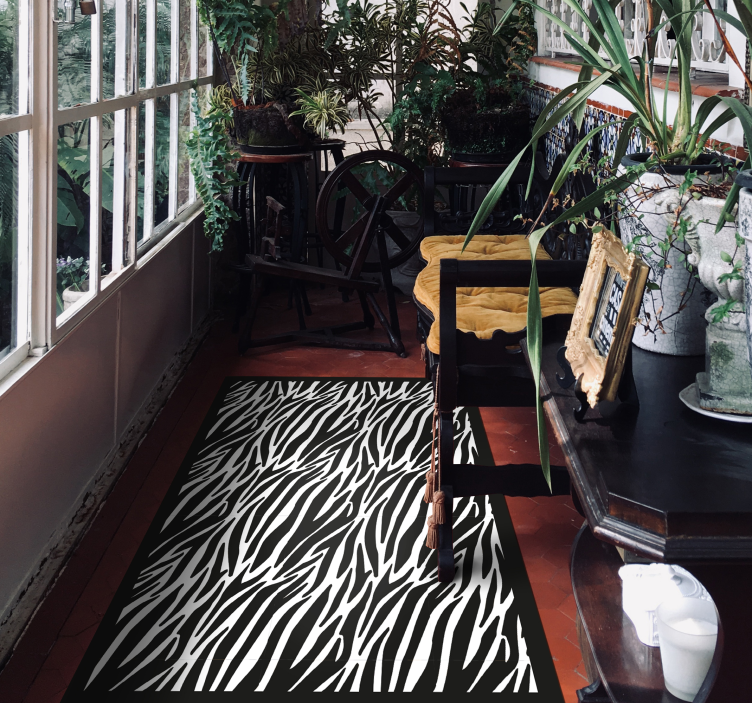 Zebra Stripe animal print vinyl rug - TenStickers