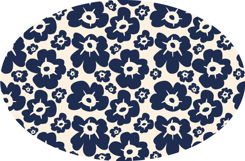 Dark blue poppy flower vinyl rug - TenStickers