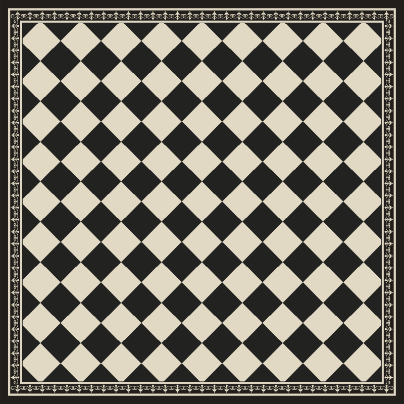 Living room vinyl rug black checkerboard design - TenStickers