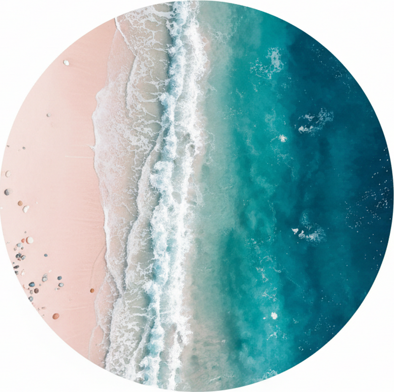 Living room vinyl rug the beach circle - TenStickers