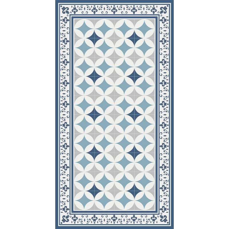 Kitchen vinyl rug in azure tile design - TenStickers