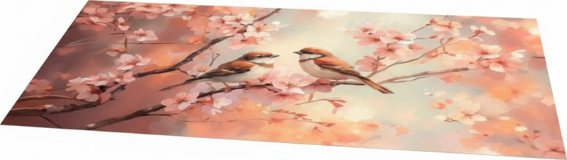 Living room vinyl rug with two birds on a branch - TenStickers
