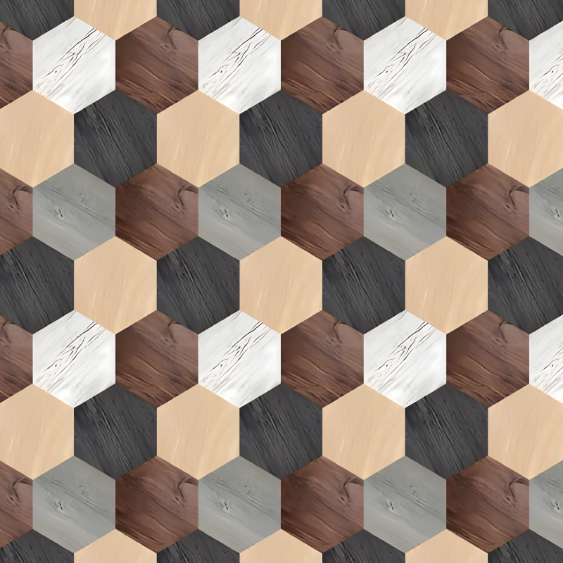 Kitchen vinyl rug mixed wood hexagons - TenStickers