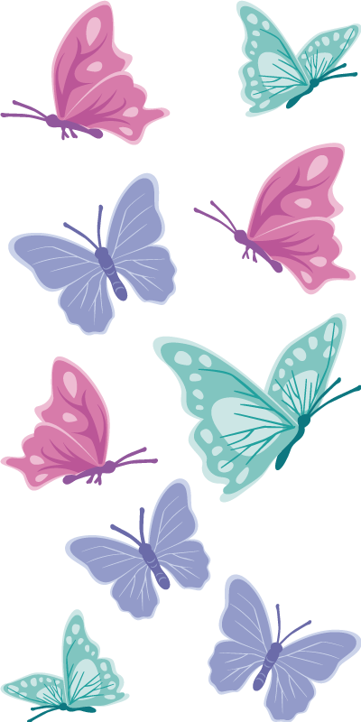 Pastel butterflies animal vinyl rug - TenStickers
