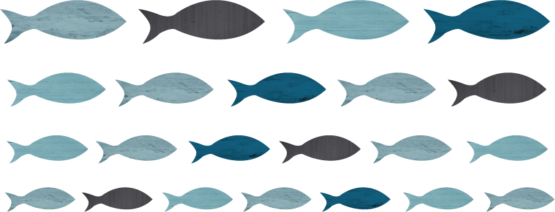 Animal vinyl rug blue fish silhouettes - TenStickers