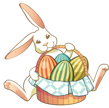 Easter bunny with basket animal vinyl rug - TenStickers