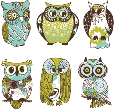 Six owls animal vinyl rug - TenStickers
