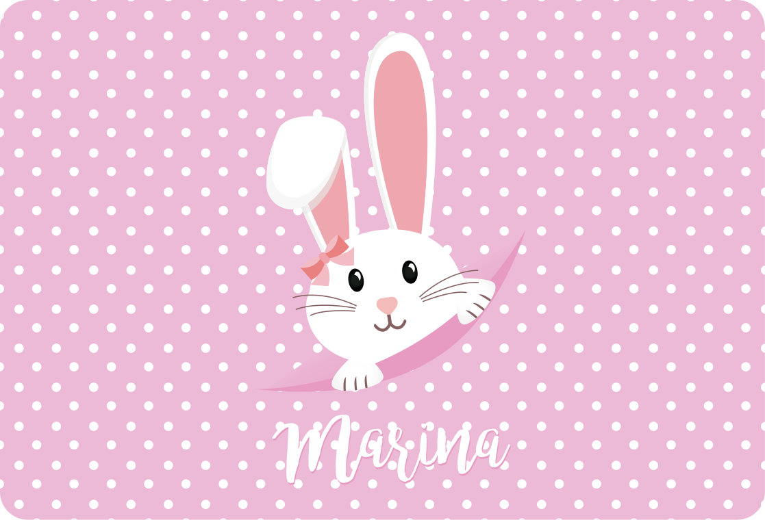 Cute bunny rug for girls with name animal vinyl rug - TenStickers