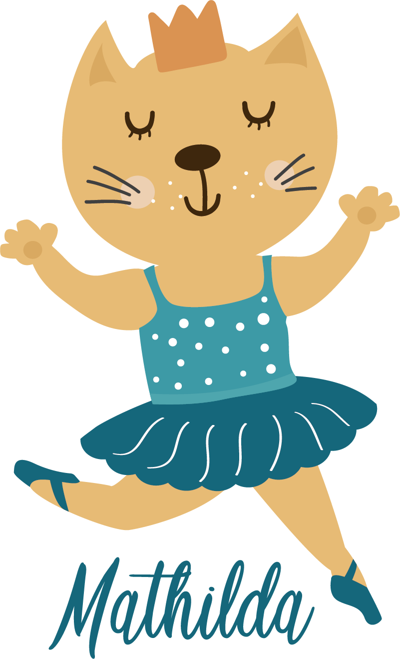 Animal vinyl rug dancing kitty personalized - TenStickers