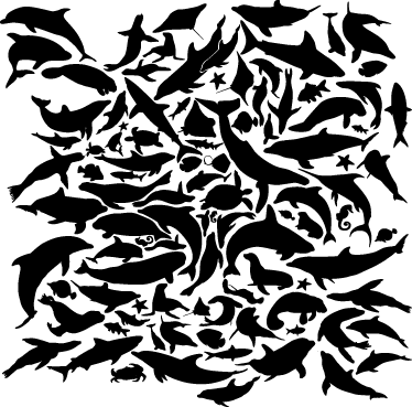 Marine black animal vinyl rug - TenStickers