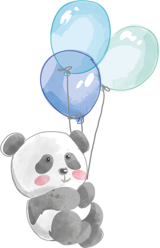 Animal vinyl rug of a baby holding three balloons - TenStickers