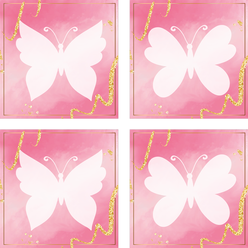 Animal vinyl rug in pink butterfly design - TenStickers
