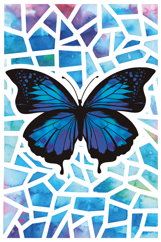 Animal vinyl rug with trendy butterfly pattern - TenStickers