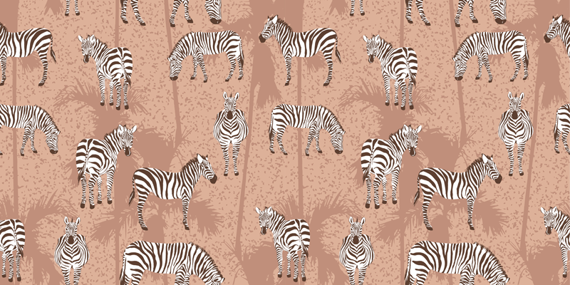 Animal vinyl rug zebra and palms brown - TenStickers