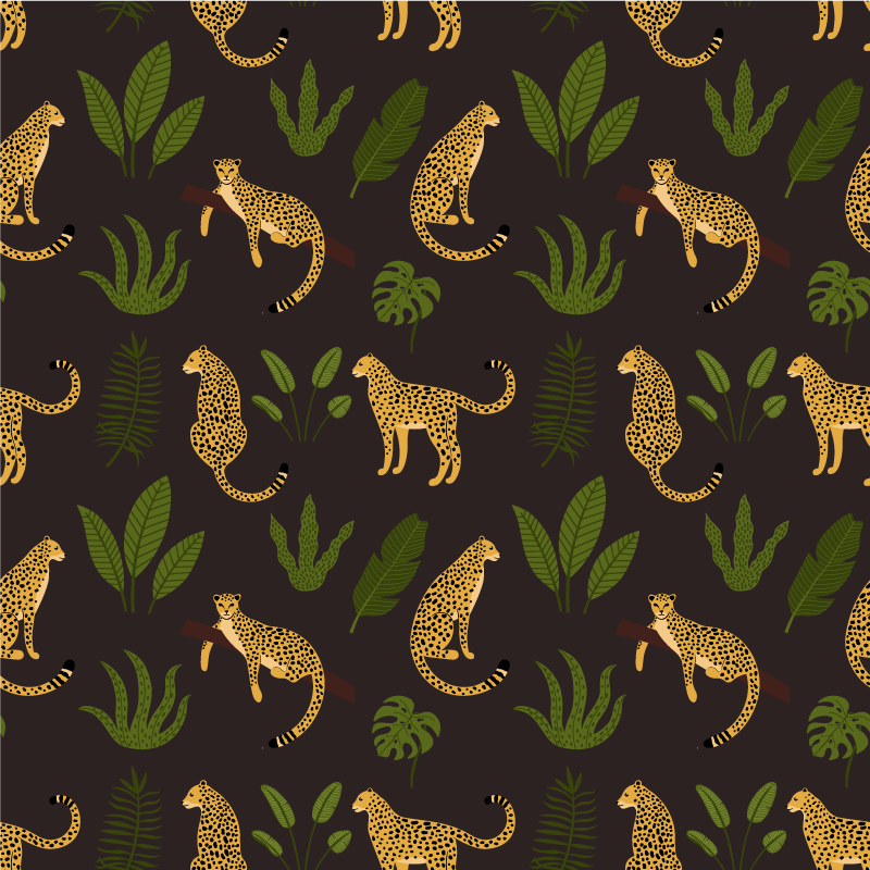 Dark botanical and wild leopard pattern animal vinyl rug - TenStickers