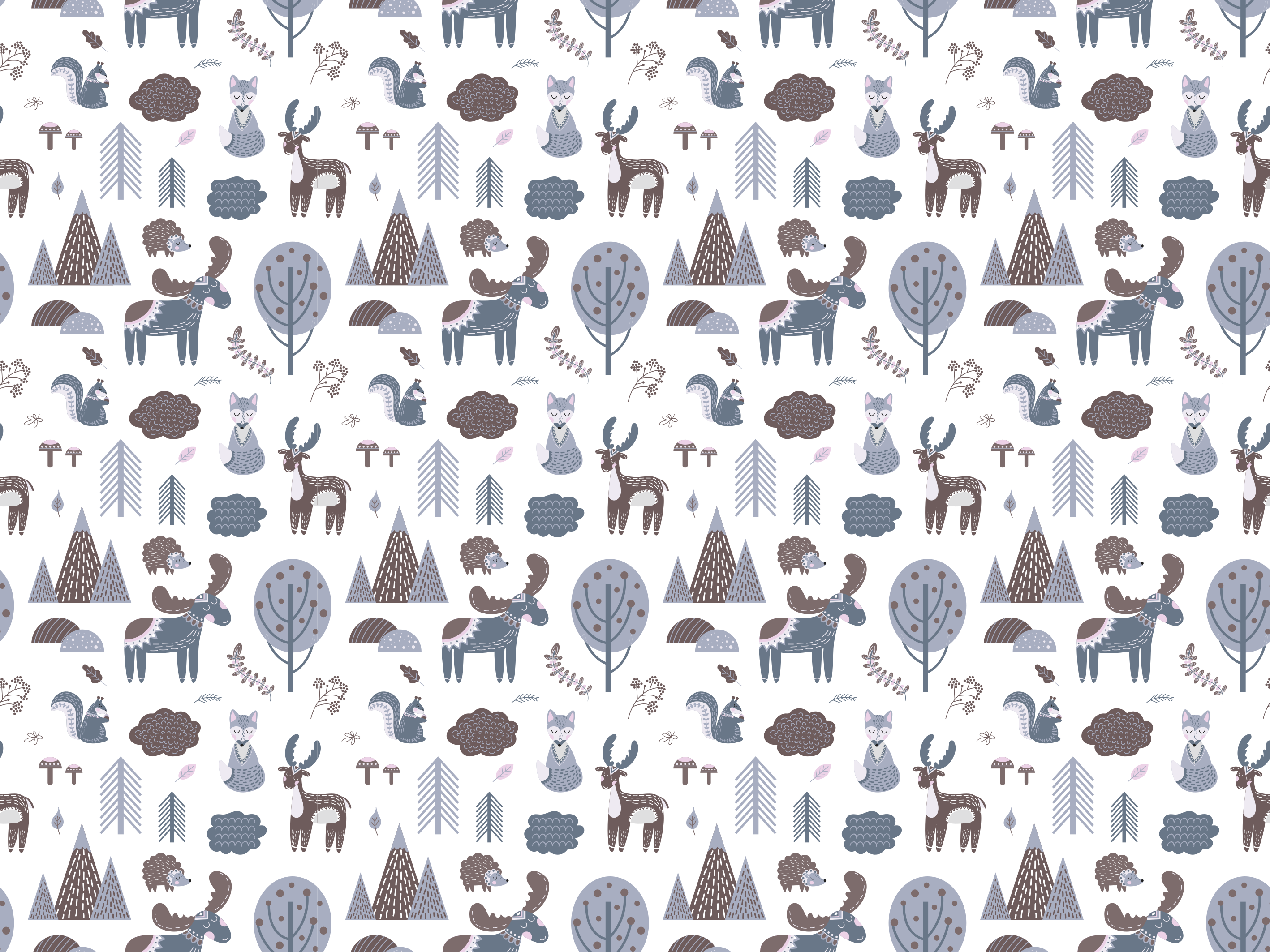 Animal vinyl rug in nordic grey animals design - TenStickers
