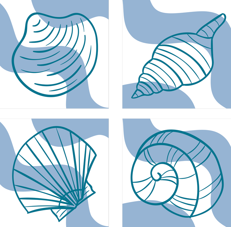Animal vinyl rug seashells pattern design - TenStickers